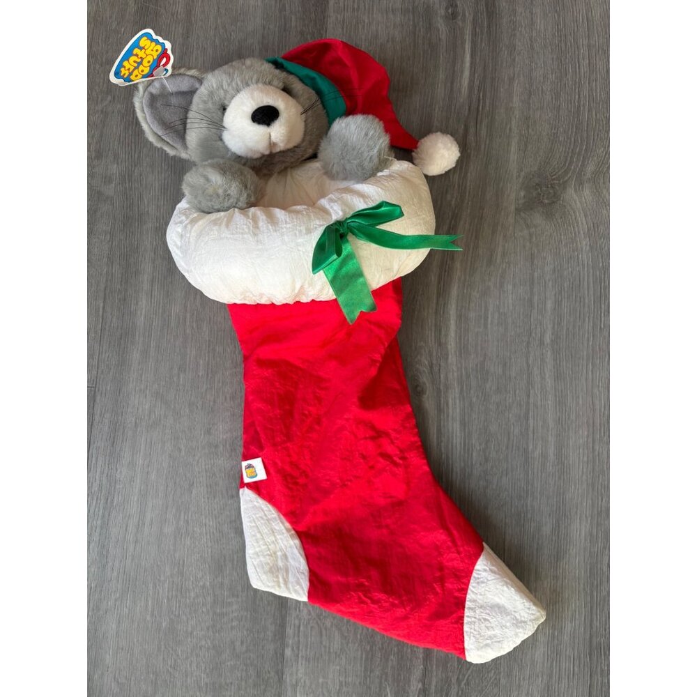 Vtg 1992 Good Stuff Nylon Parachute  Bear Christmas‎ Stocking